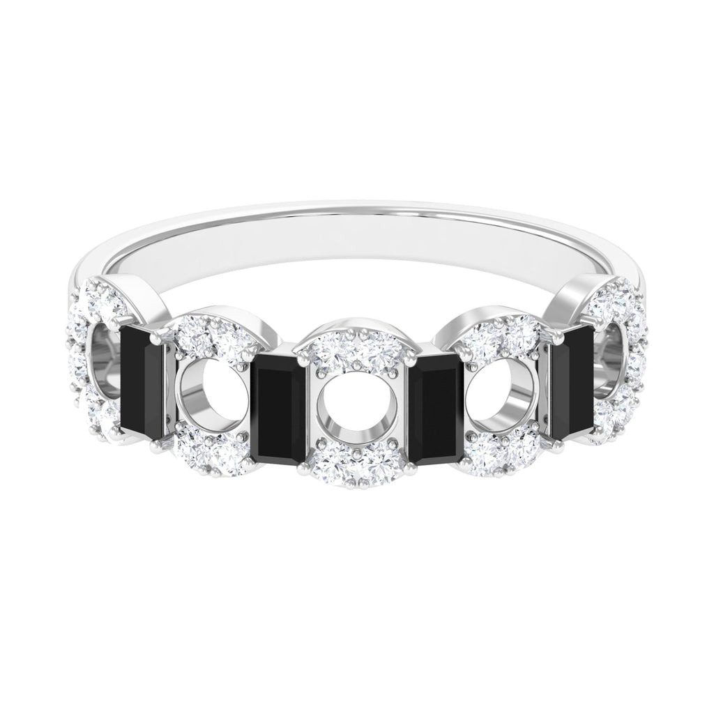 1 CT Black Spinel and Diamond Half Eternity Ring