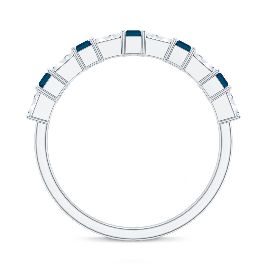 London Blue Topaz and Diamond Baguette Eternity Band Ring