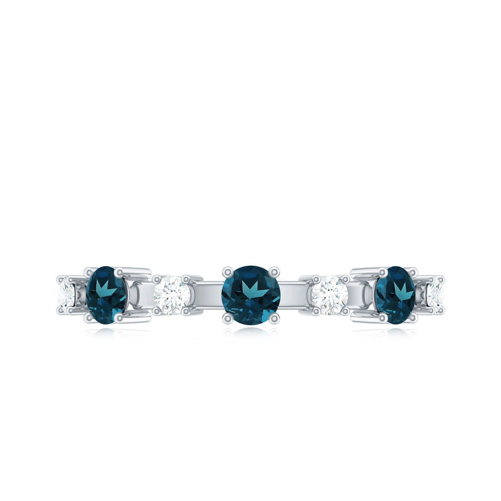 London Blue Topaz Wedding Eternity Band with Diamond