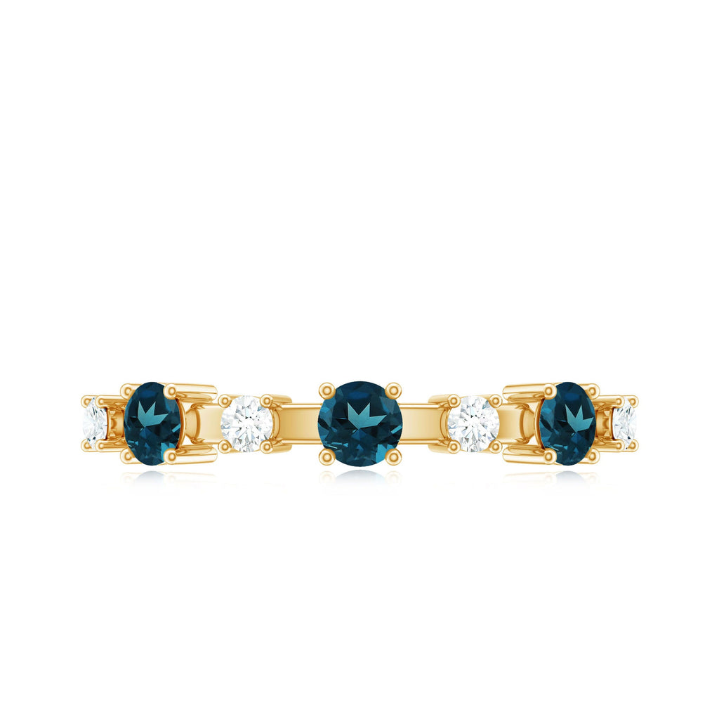 London Blue Topaz Wedding Eternity Band with Diamond