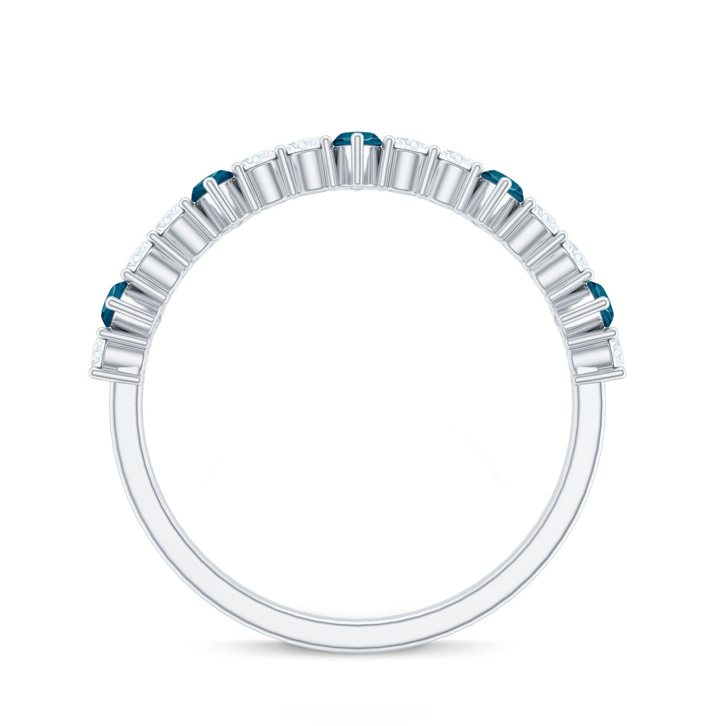 Marquise London Blue Topaz Semi Eternity Band with Diamond
