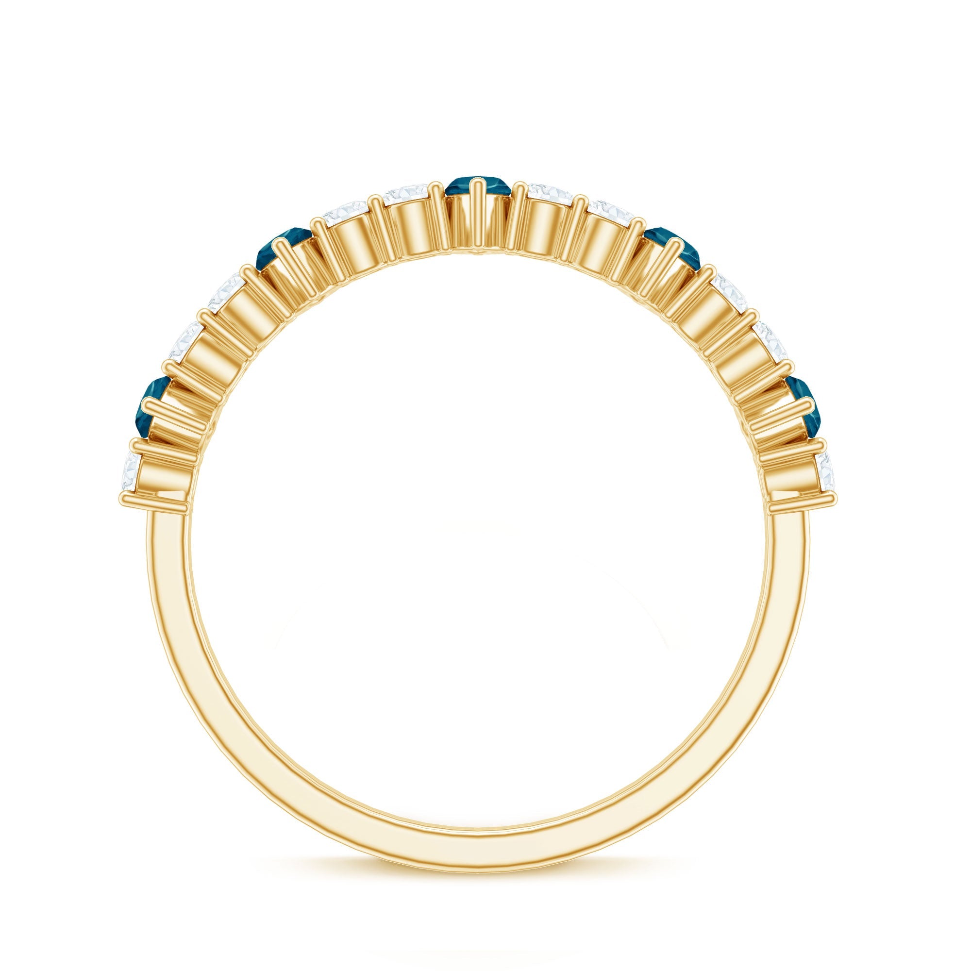Marquise London Blue Topaz Semi Eternity Band with Diamond