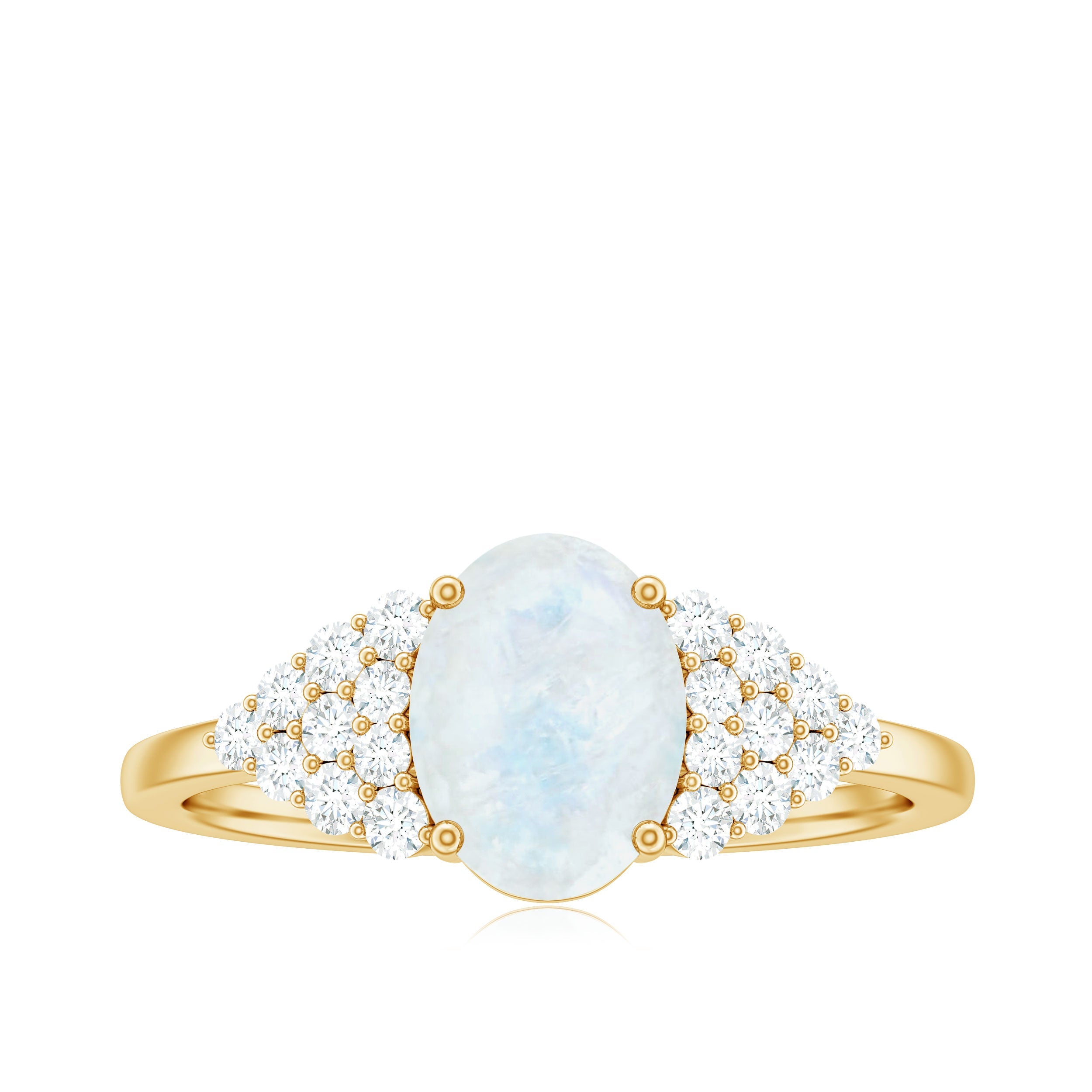 1 CT Oval Cut Moonstone Solitaire Ring with Diamond Accent