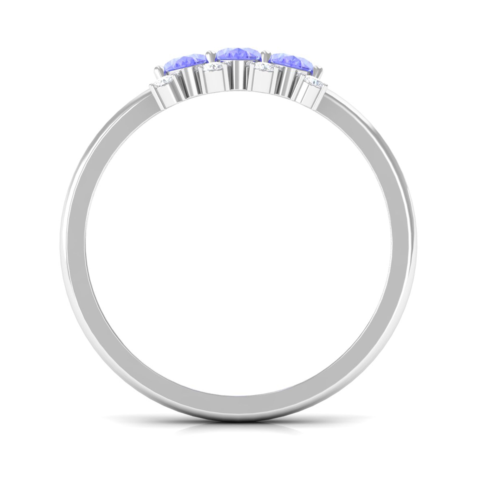 Oval Cut Tanzanite Three Stone Ring with Diamond