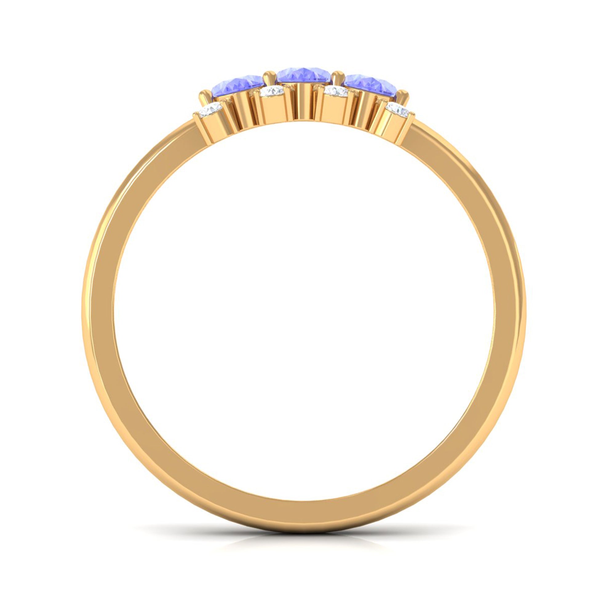 Oval Cut Tanzanite Three Stone Ring with Diamond