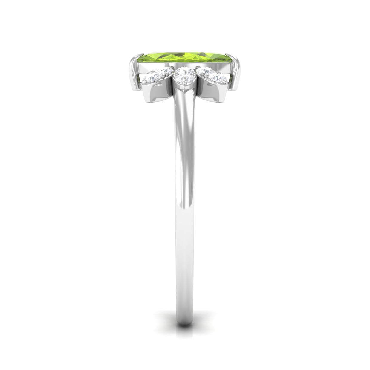 1 CT Marquise Cut Peridot Promise Ring with Diamond Stones