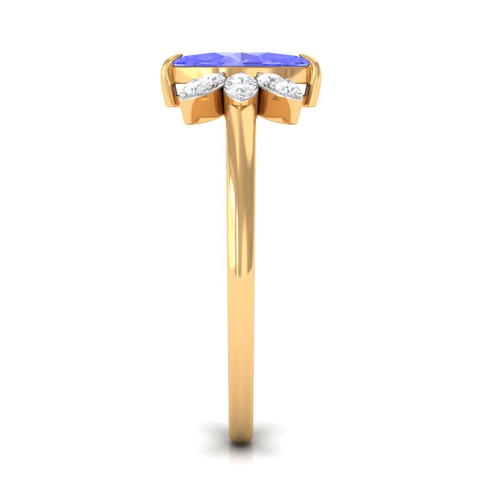 1 CT Marquise Cut Tanzanite and Diamond Promise Ring