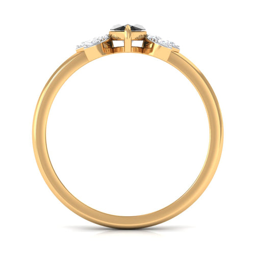 1 CT Claw Set Marquise Black Spinel and Diamond Promise Ring