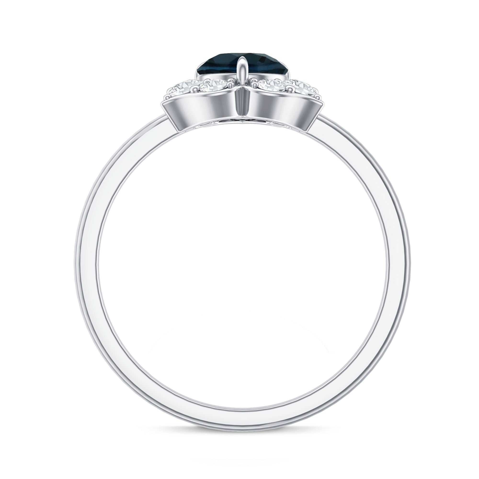 Round London Blue Topaz Floral Engagement Ring with Diamond