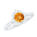 Certified Natural Citrine Designer Flower Engagement Ring with Diamond