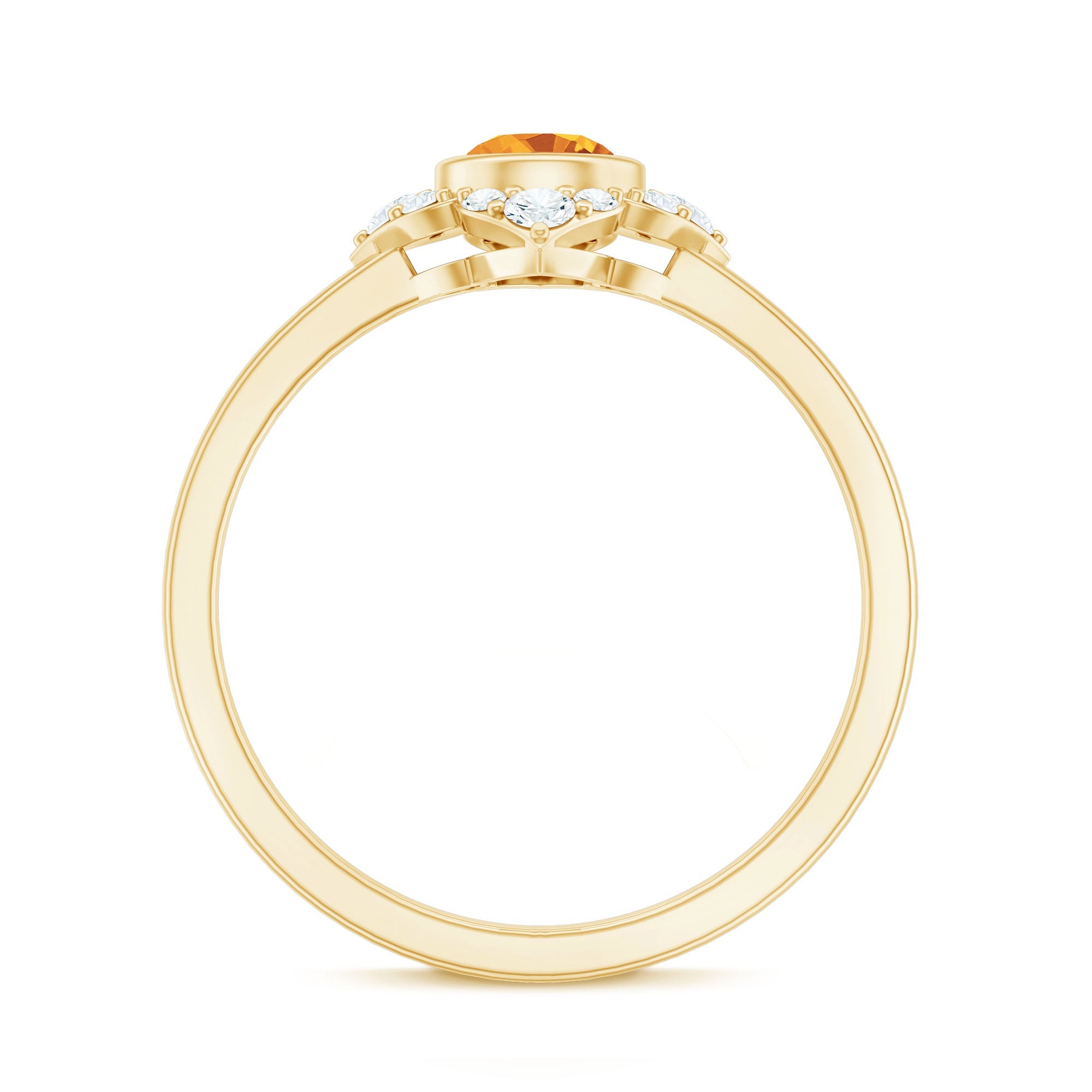 Natural Citrine Diamond Flower Engagement Ring with Certificate