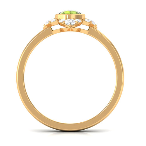 0.50 CT Vintage Inspired Peridot Engagement Ring with Diamond
