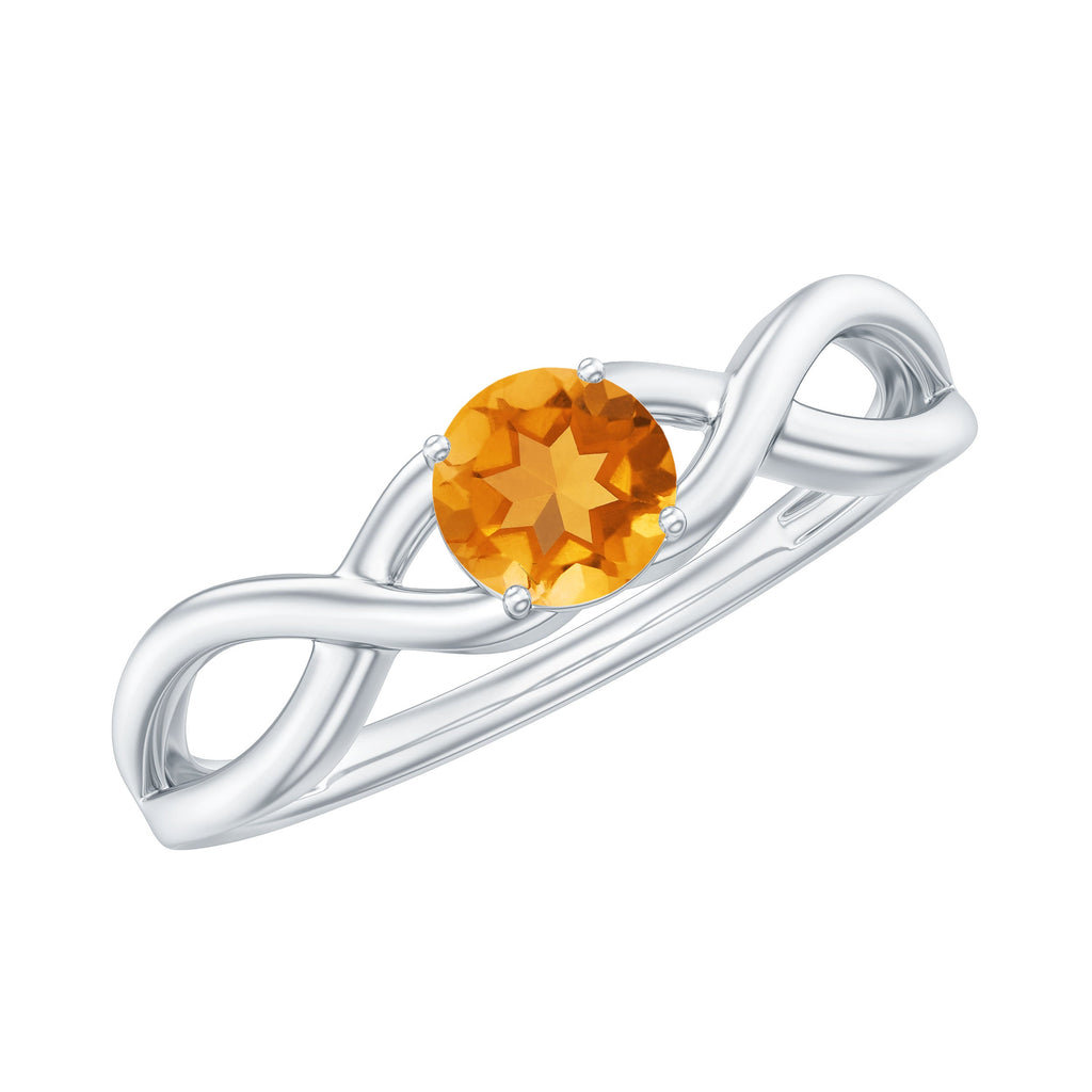 Certified Real Citrine Infinity Promise Ring with