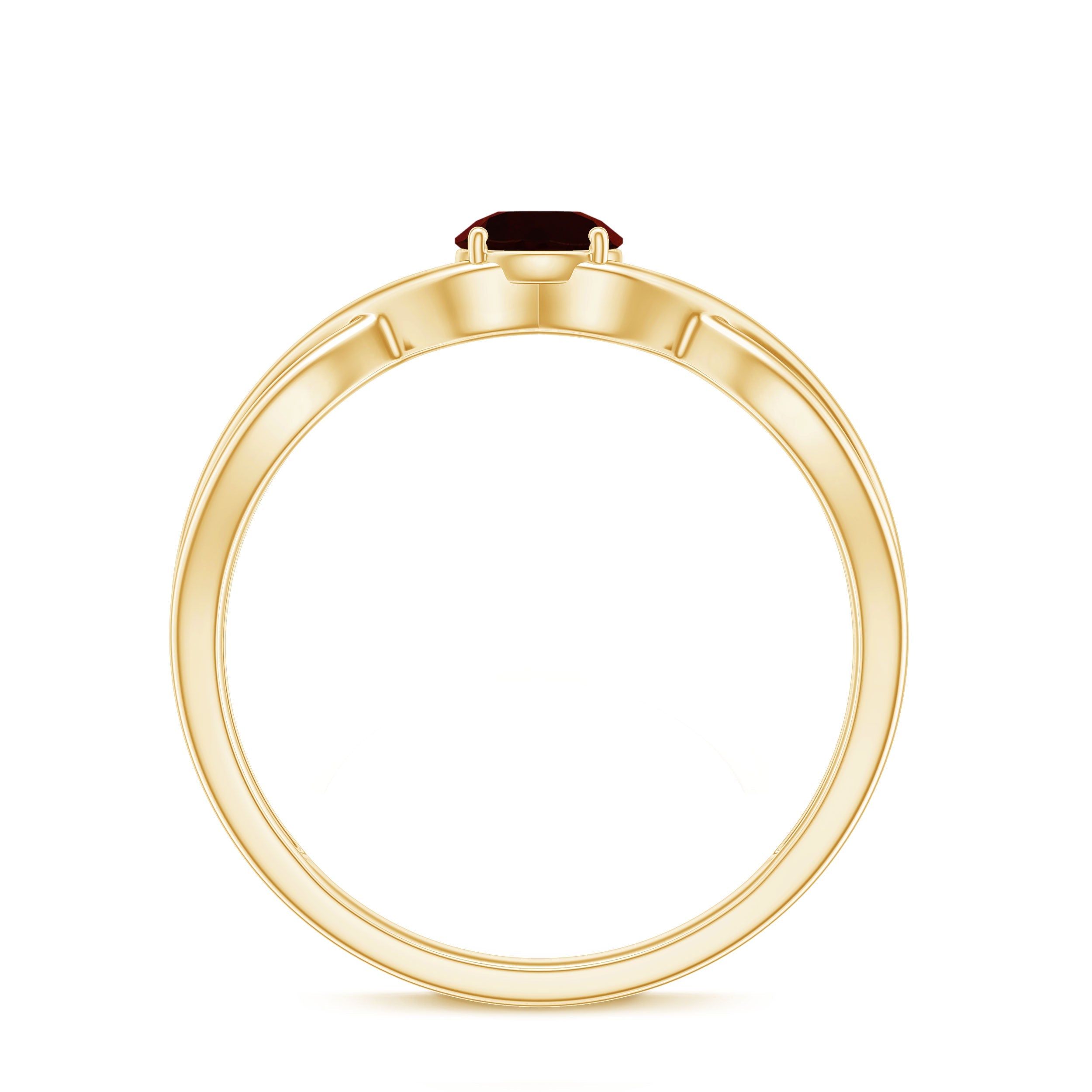 Genuine 8mm Garnet Solitaire Engagement Ring with Crossover Shank
