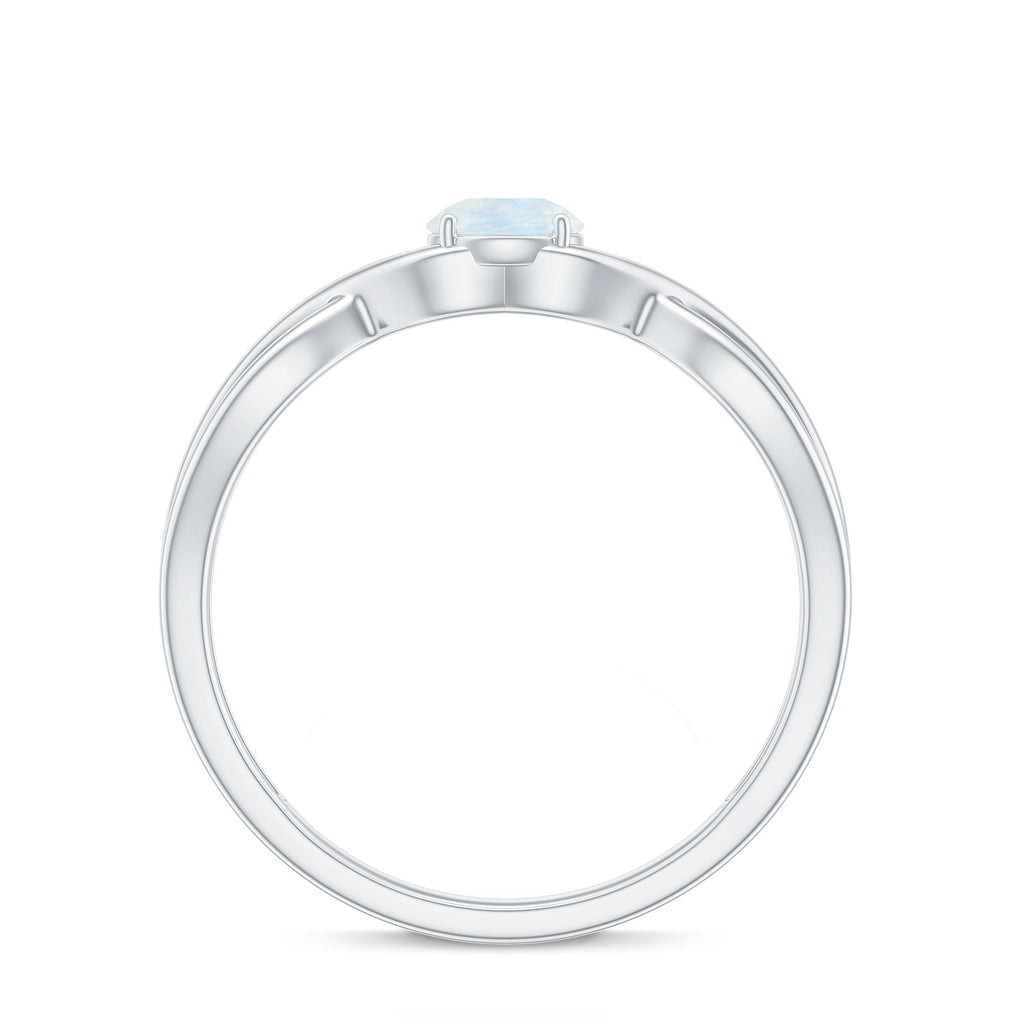 Round Moonstone Solitaire Promise Ring in Crossover Shank