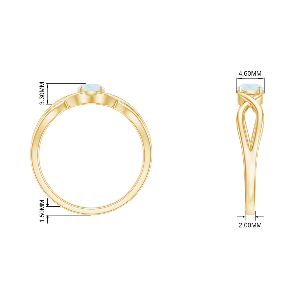 Round Moonstone Solitaire Promise Ring in Crossover Shank