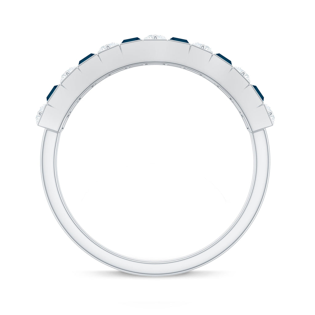 Baguette London Blue Topaz Eternity Anniversary Band with Diamond