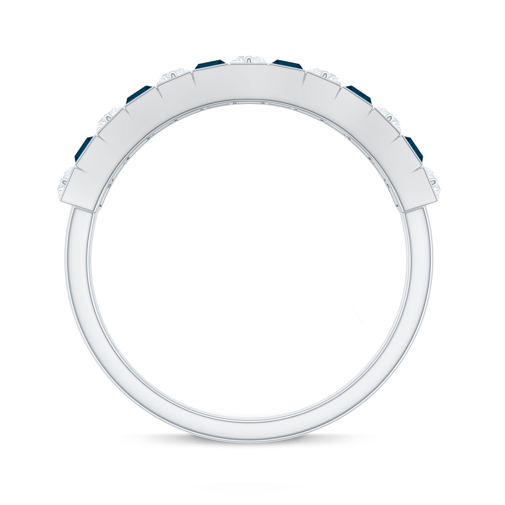 Baguette London Blue Topaz Eternity Anniversary Band with Diamond
