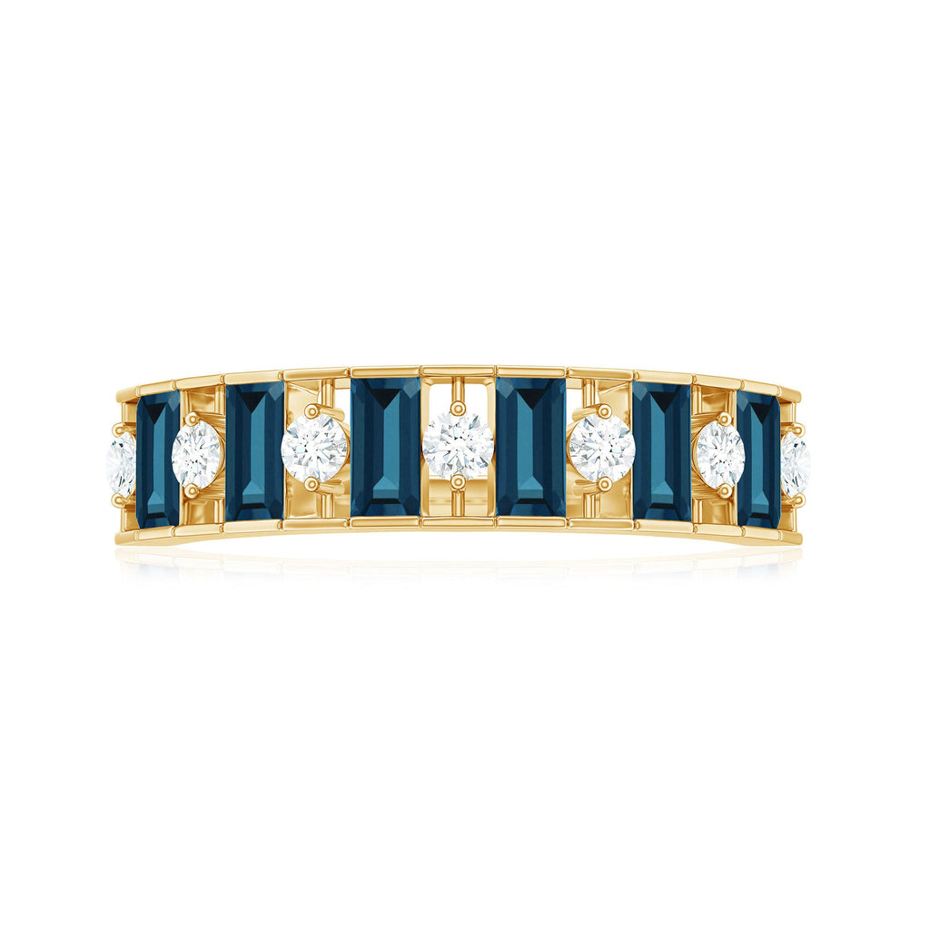 Baguette London Blue Topaz Eternity Anniversary Band with Diamond