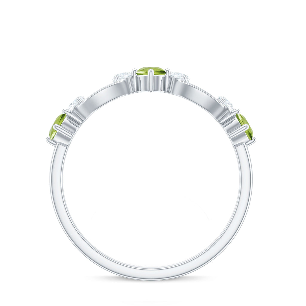 Minimal Peridot Promise Ring with Diamond