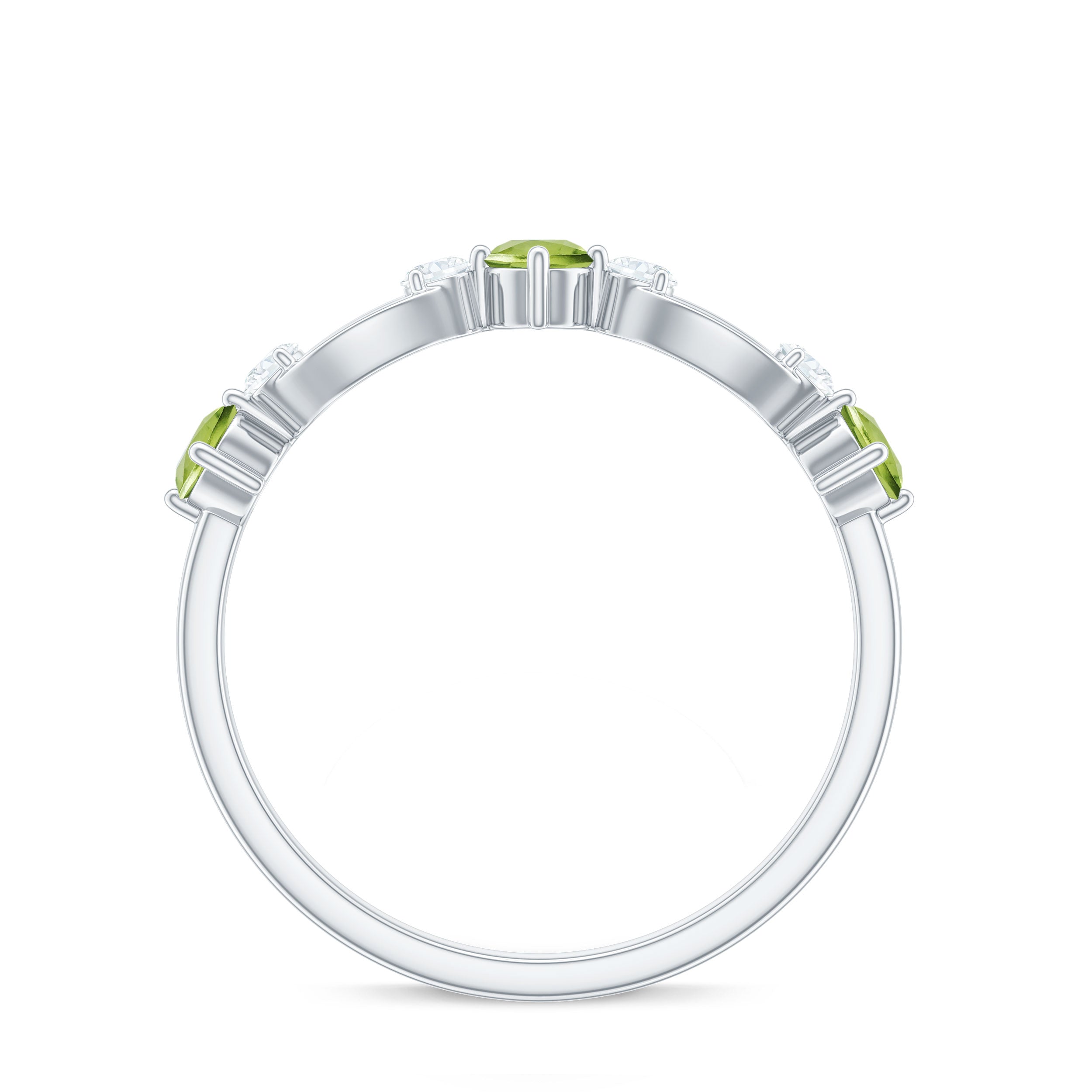 Minimal Peridot Promise Ring with Diamond