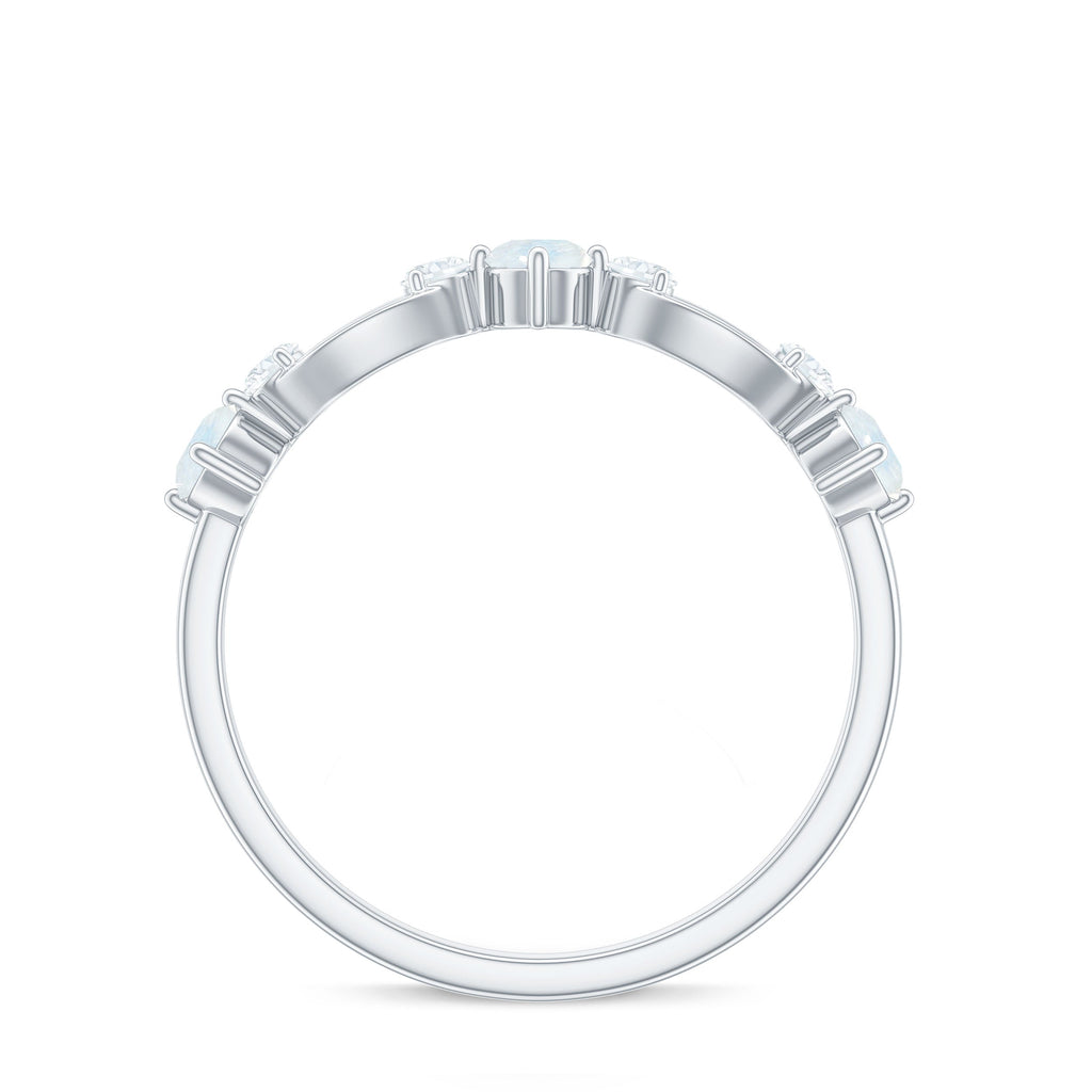 Minimal Promise Ring with Moonstone and Diamond