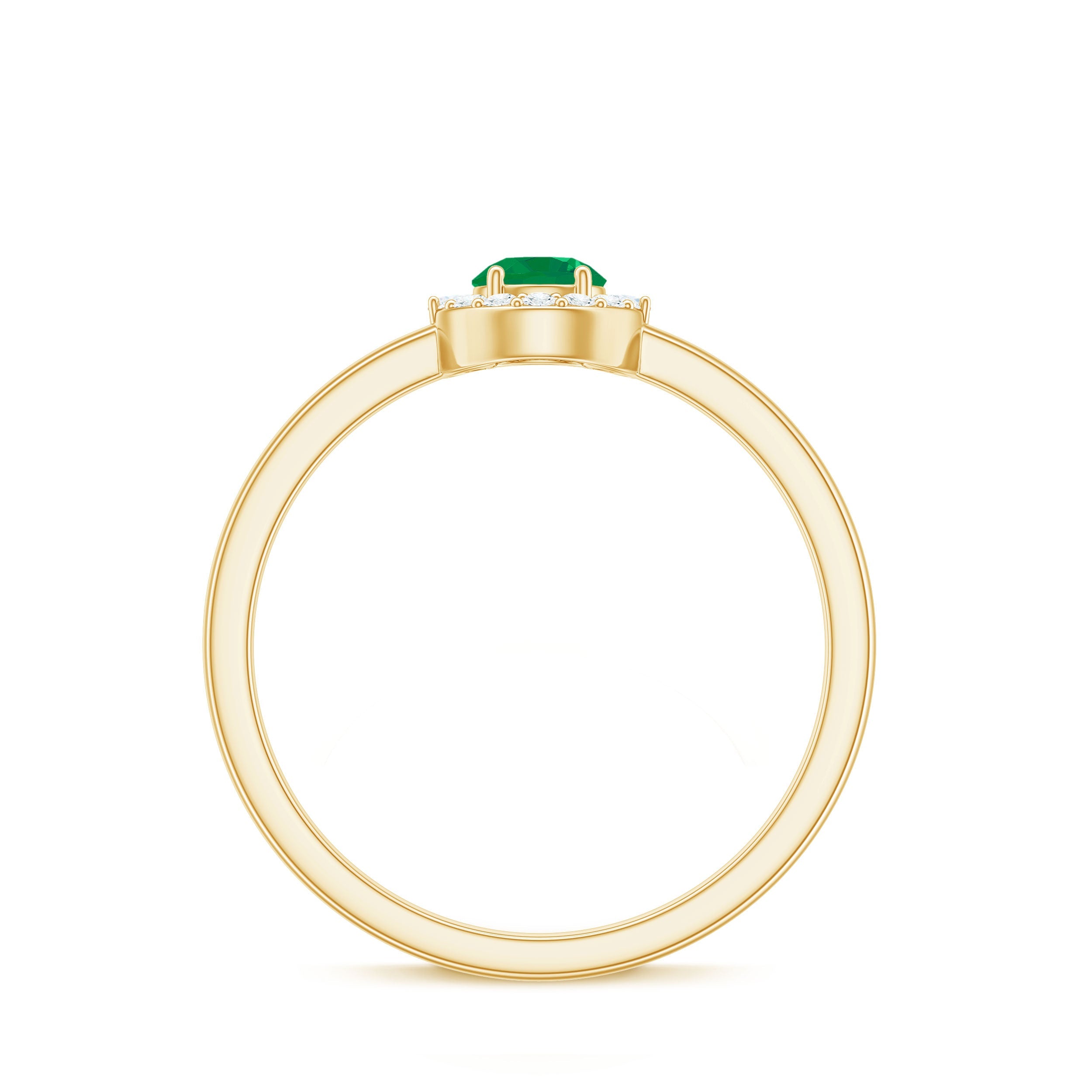 Natural Emerald Promise Ring with Diamond Halo