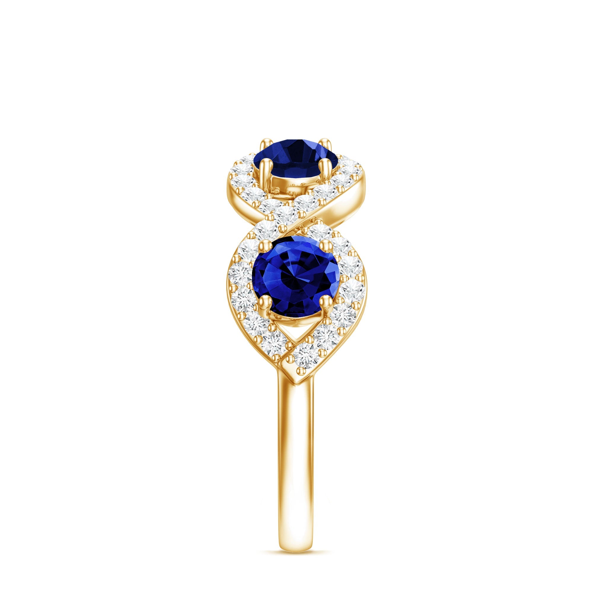 2 CT Lab-Created Blue Sapphire and Diamond Braided Half Eternity Band Ring