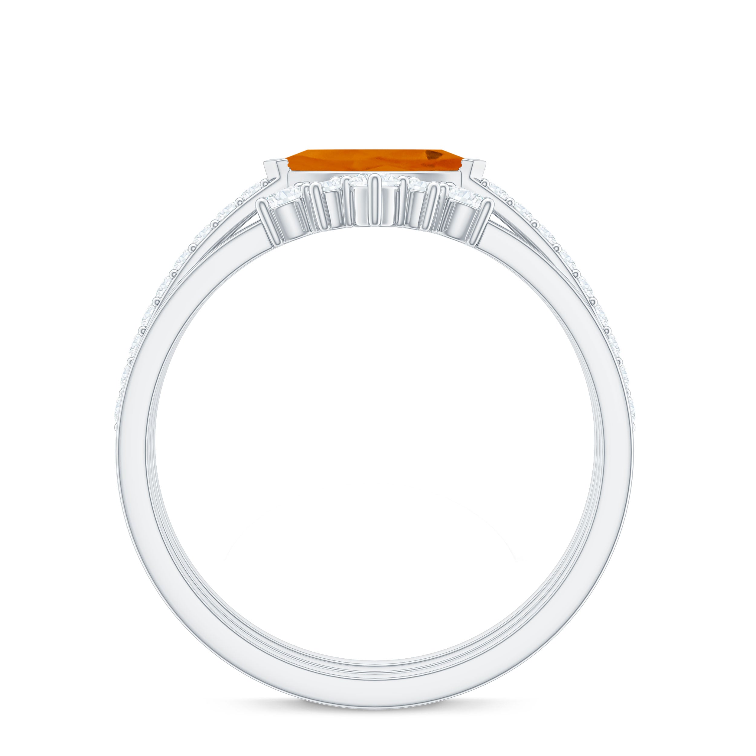 Marquise Shape Fire Opal Ring Set with Diamond