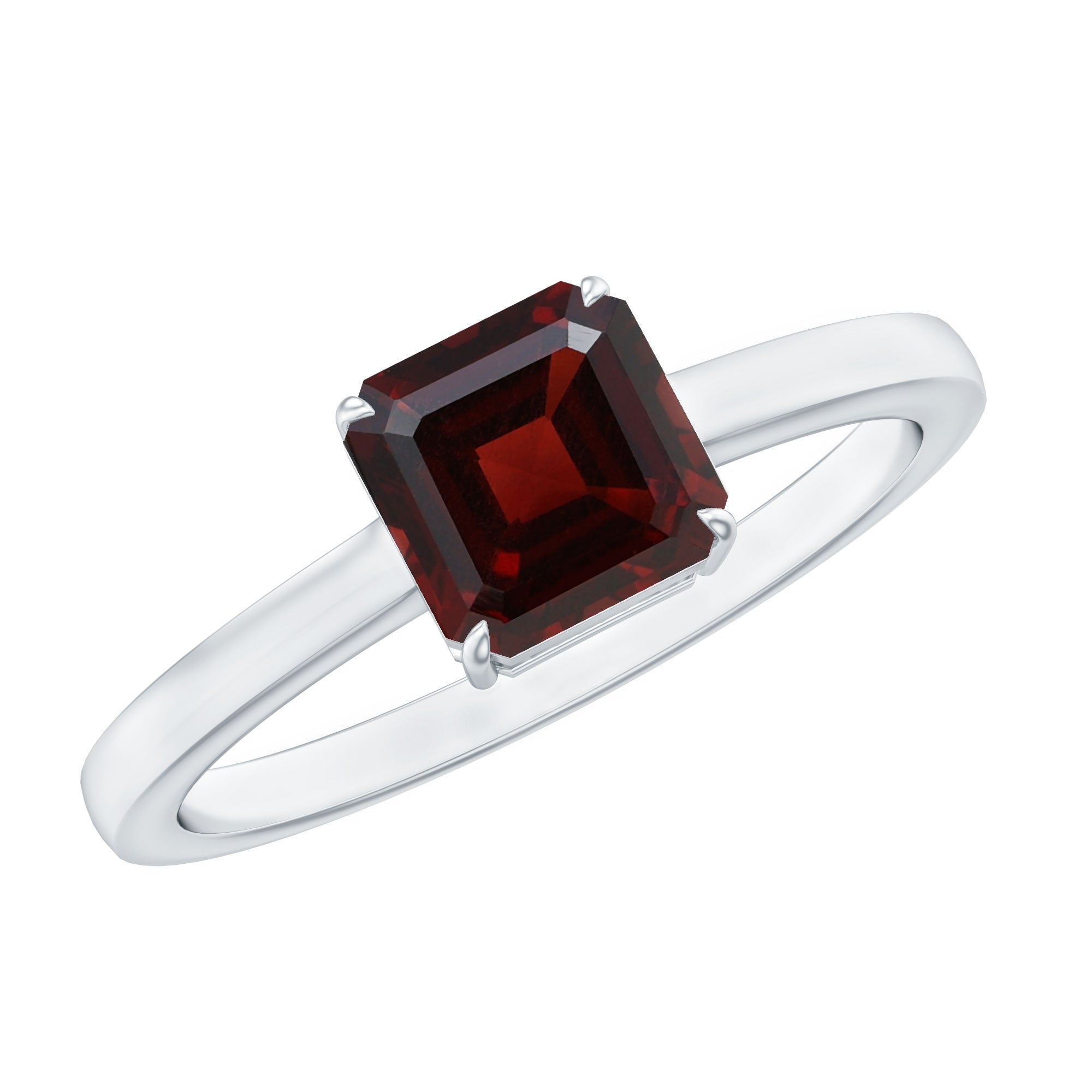 3.3 Carat Real Garnet Asscher Cut Engagement Ring with Certificate