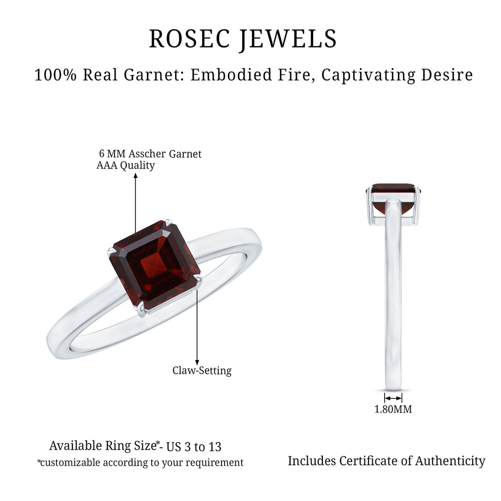 3.3 Carat Real Garnet Asscher Cut Engagement Ring with Certificate