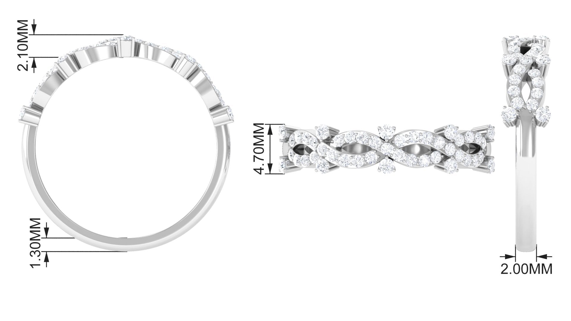 Designer Natural Diamond Infinity Half Eternity Ring