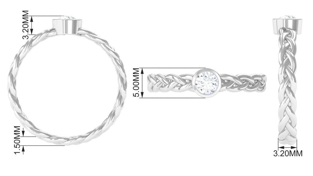 Real Diamond Promise Ring with Braided Shank