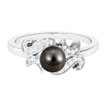 Designer Tahitian Pearl Engagement Ring with Diamond