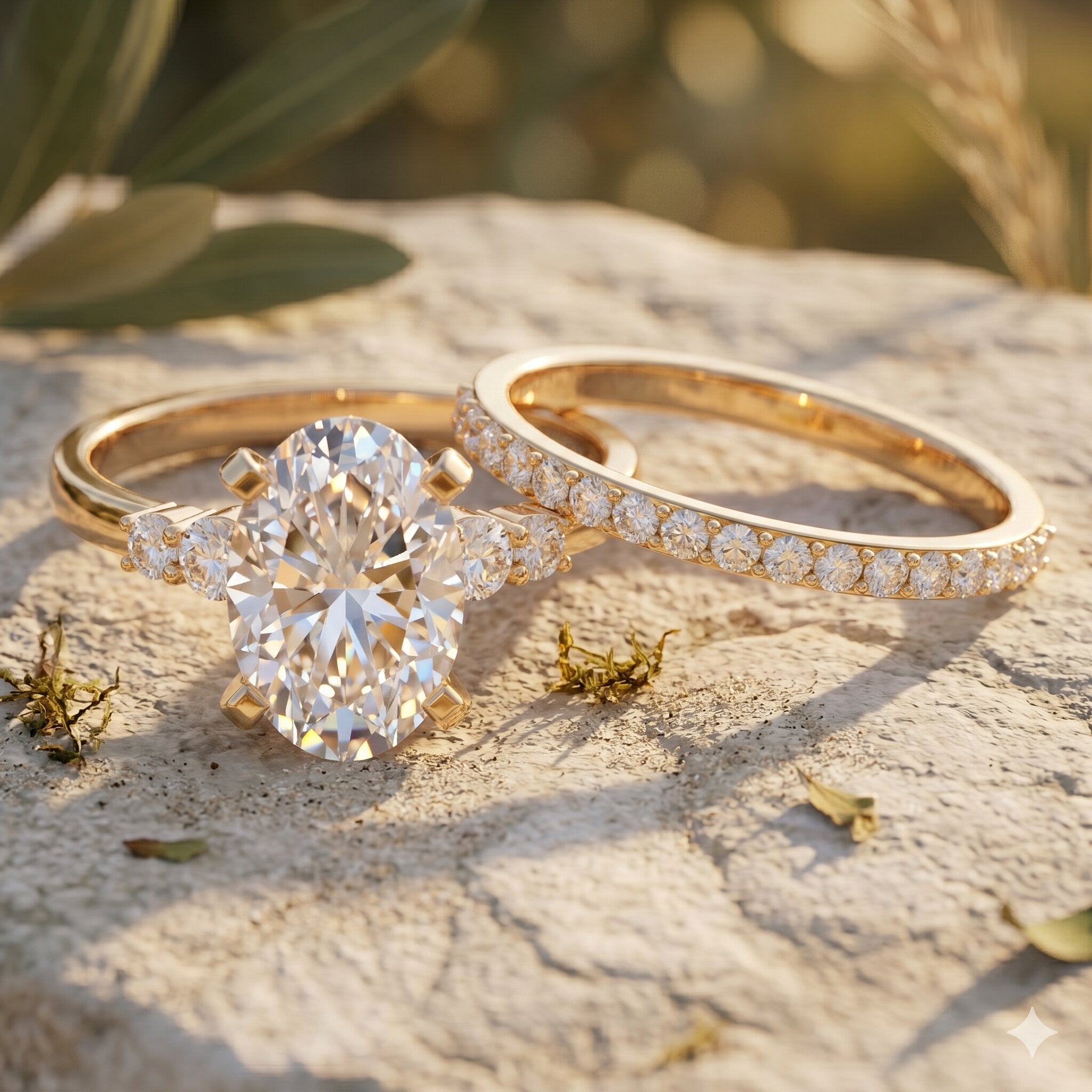 4 Carat Oval Wedding Ring Set with IGI Certified Lab Grown Diamond
