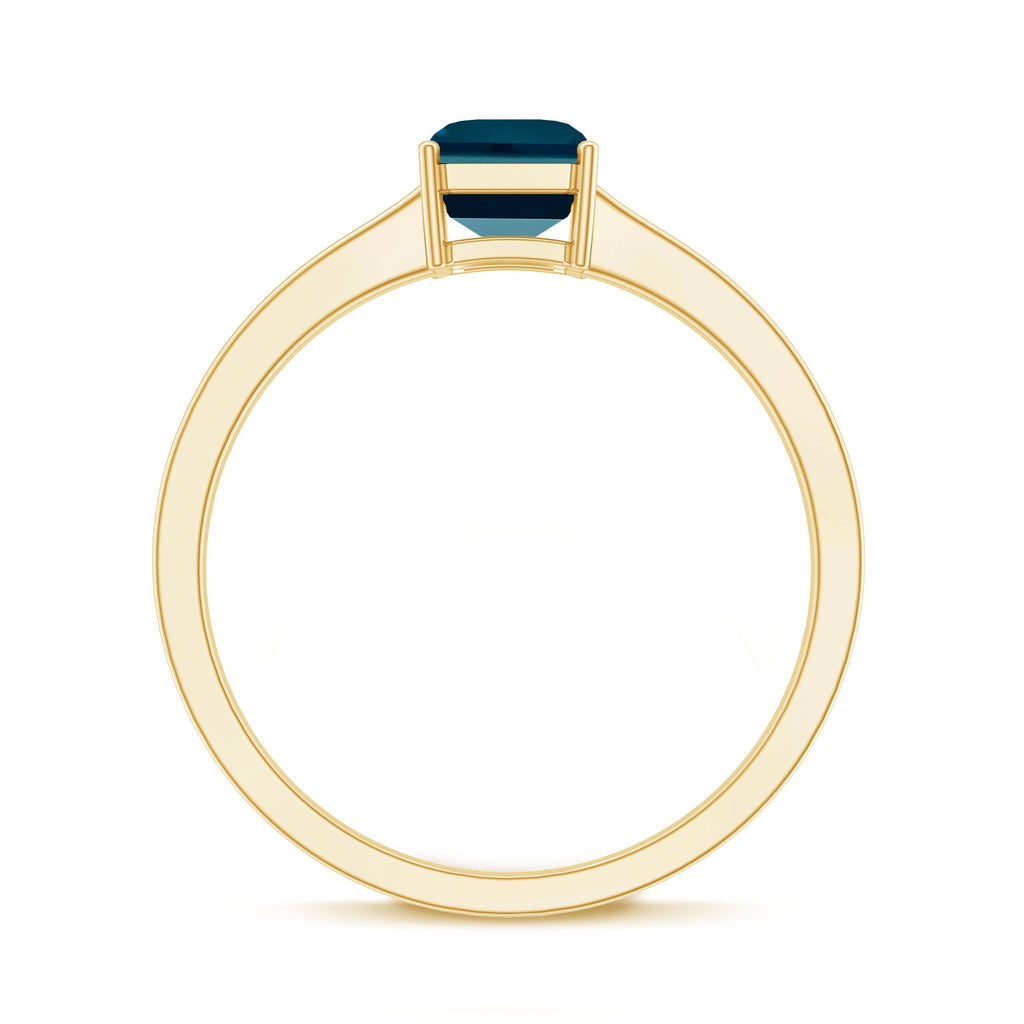 6X8mm Emerald Cut London Blue Topaz Solitaire Ring with Certificate