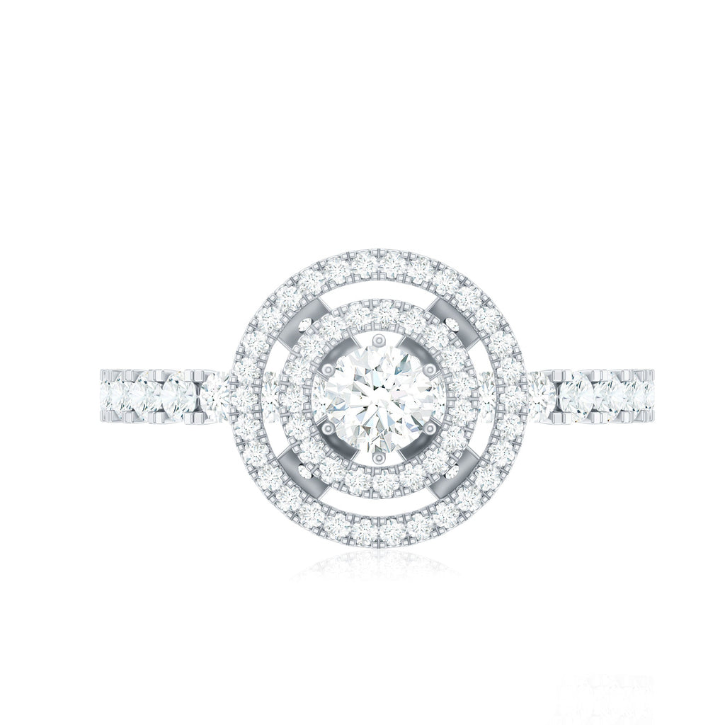 0.5 Carat Antique Zircon Double Halo Engagement Ring