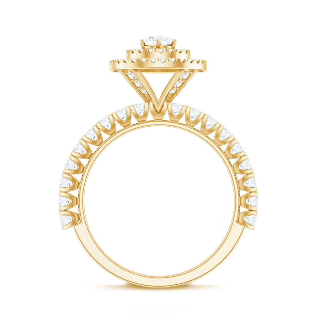 0.5 Carat Antique Zircon Double Halo Engagement Ring