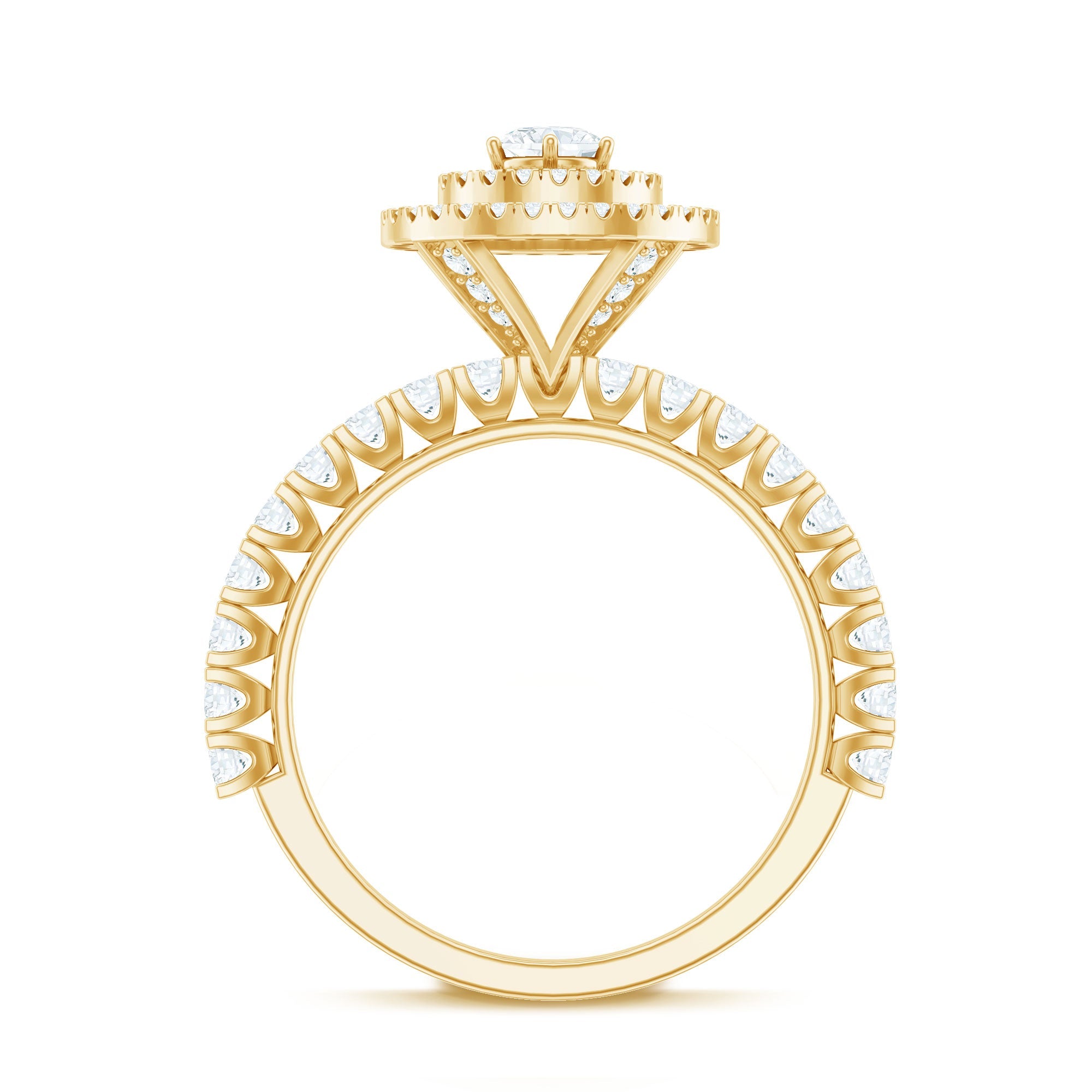 0.5 Carat Antique Zircon Double Halo Engagement Ring