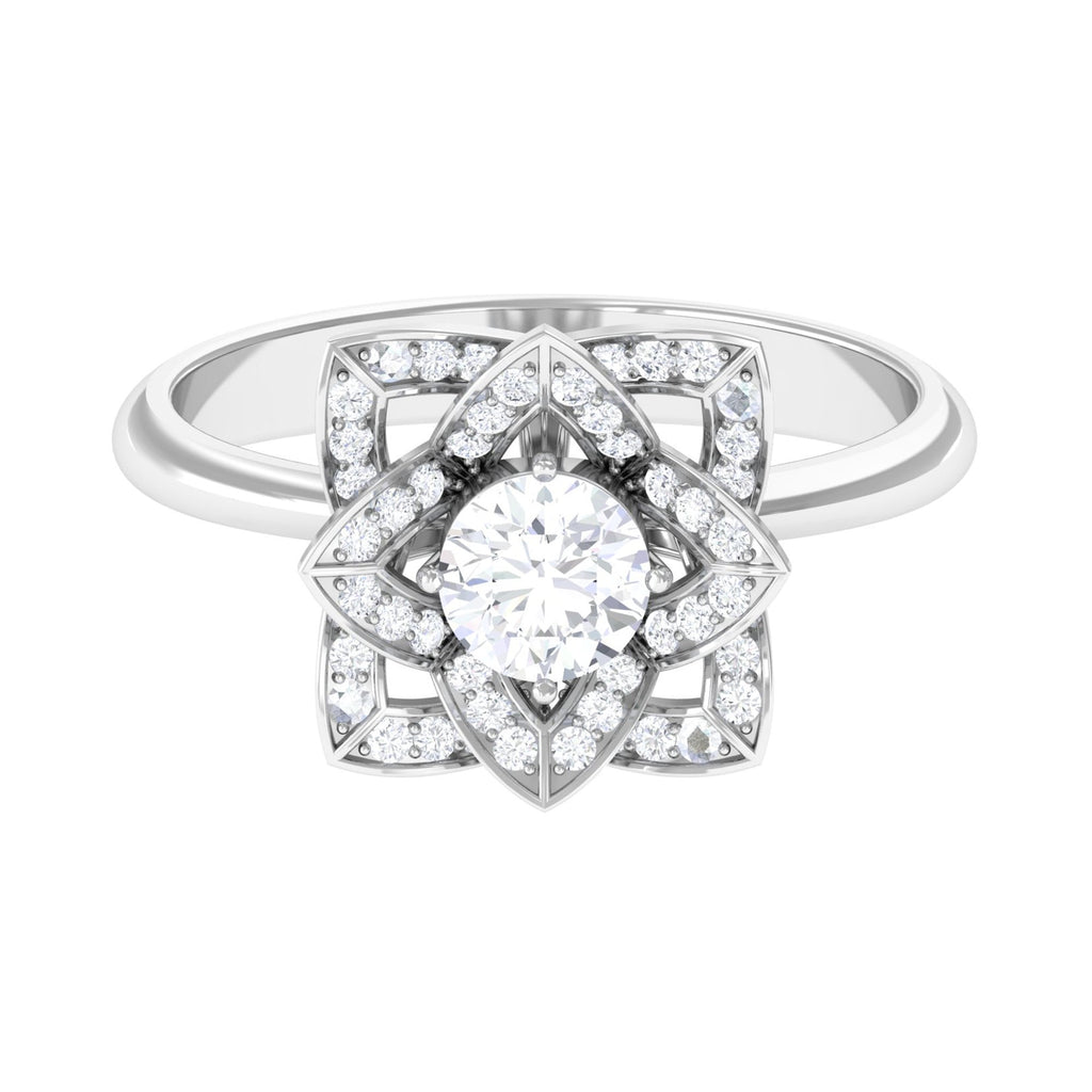 1 CT Zircon Vintage Floral Engagement Ring