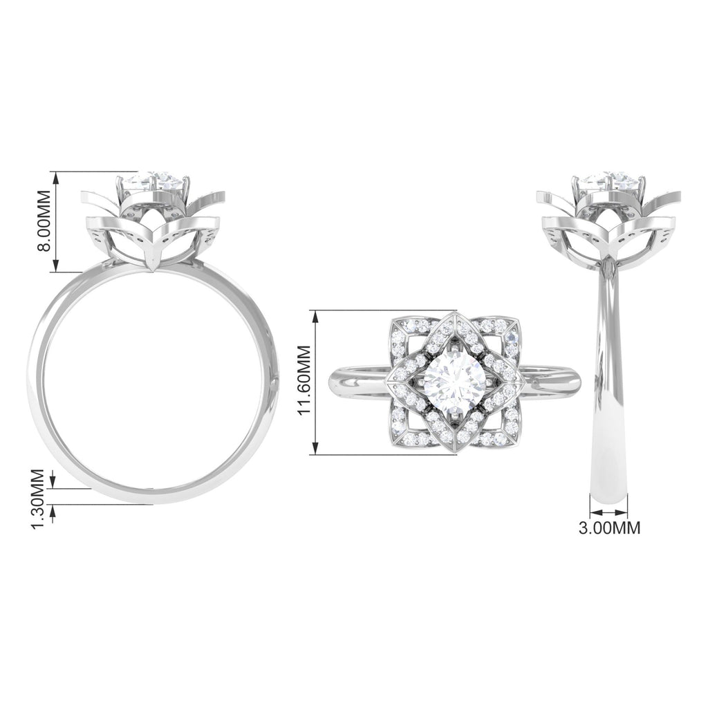 1 CT Zircon Vintage Floral Engagement Ring