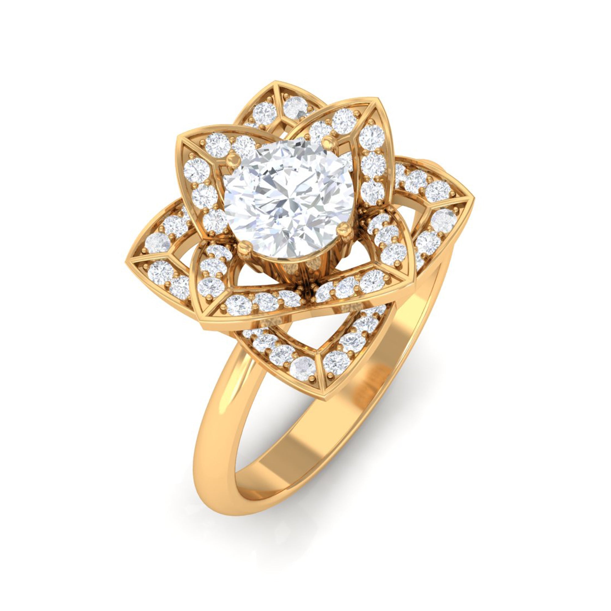 1 CT Zircon Vintage Floral Engagement Ring