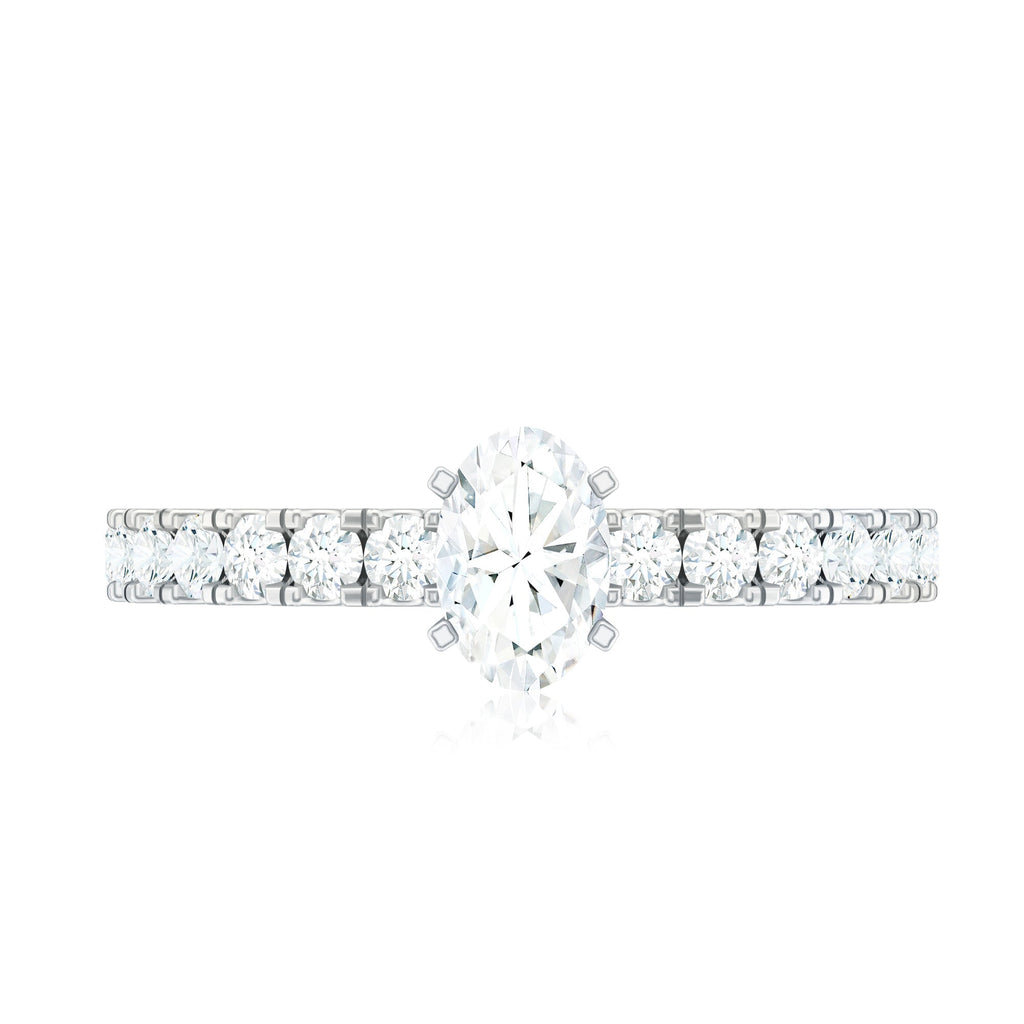 0.4 Carat Cubic Zirconia Oval Engagement Ring with Side Stones