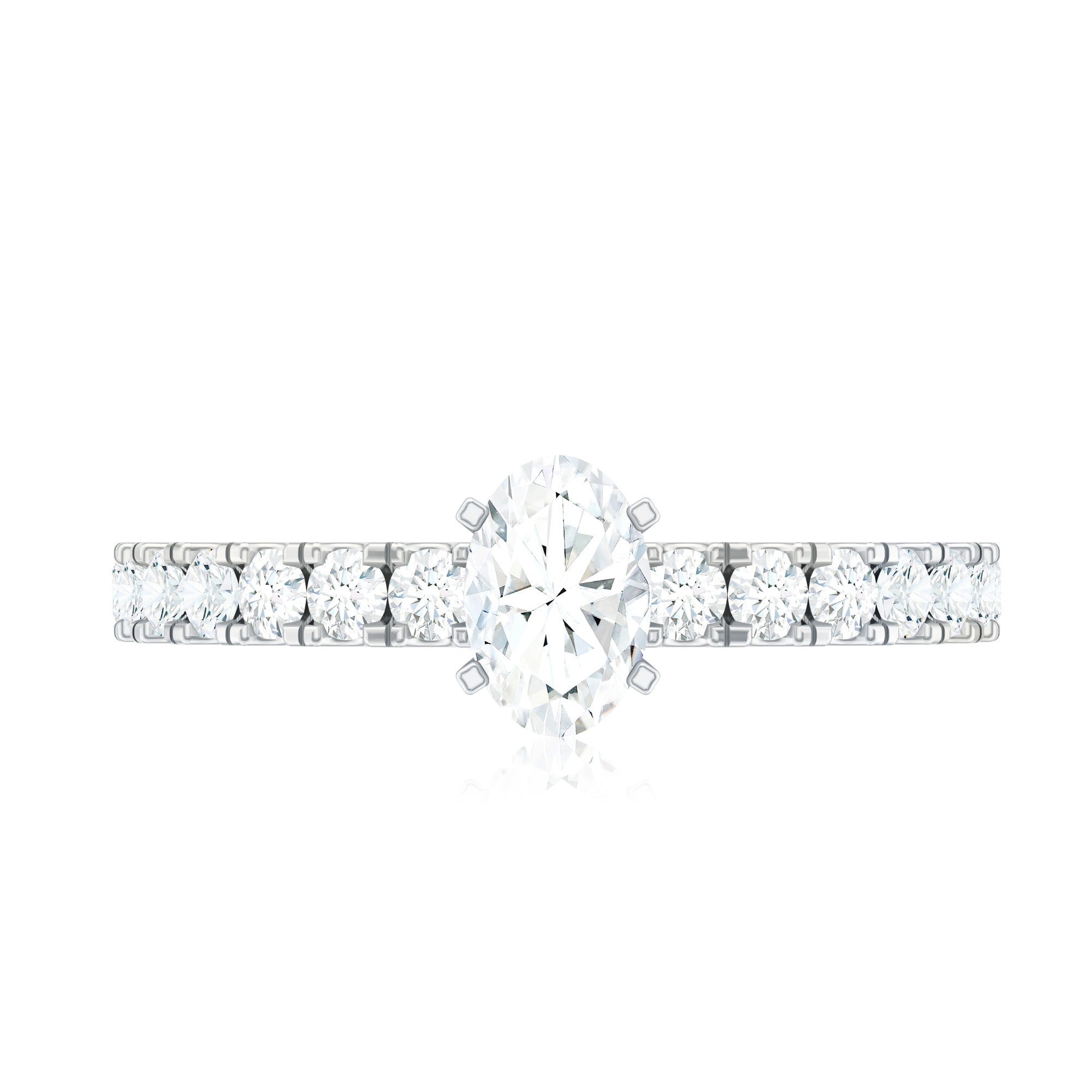 0.4 Carat Cubic Zirconia Oval Engagement Ring with Side Stones