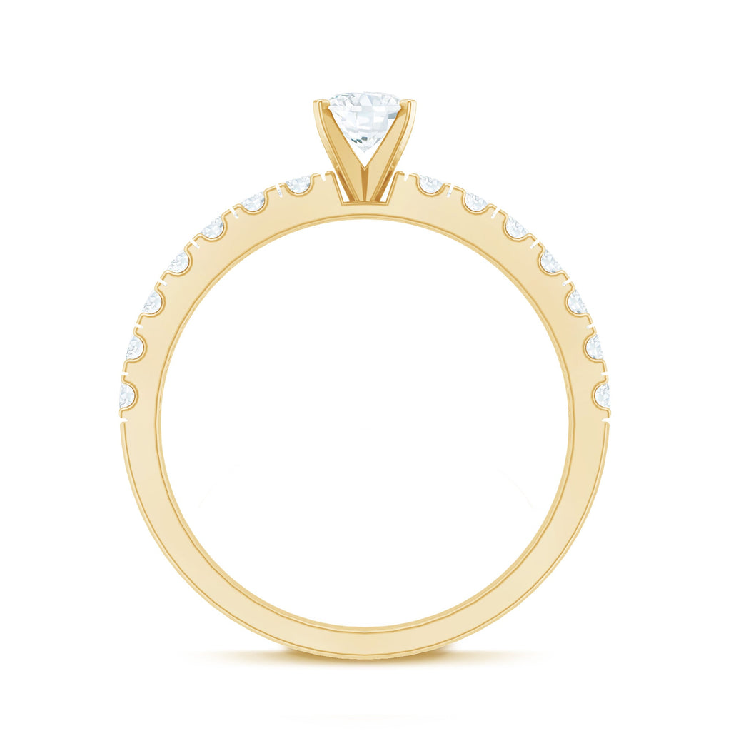 0.4 Carat Cubic Zirconia Oval Engagement Ring with Side Stones