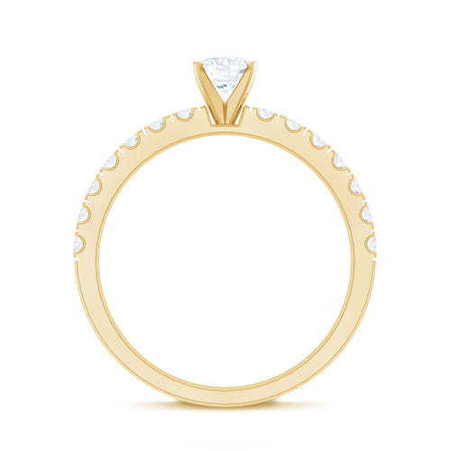 0.4 Carat Cubic Zirconia Oval Engagement Ring with Side Stones