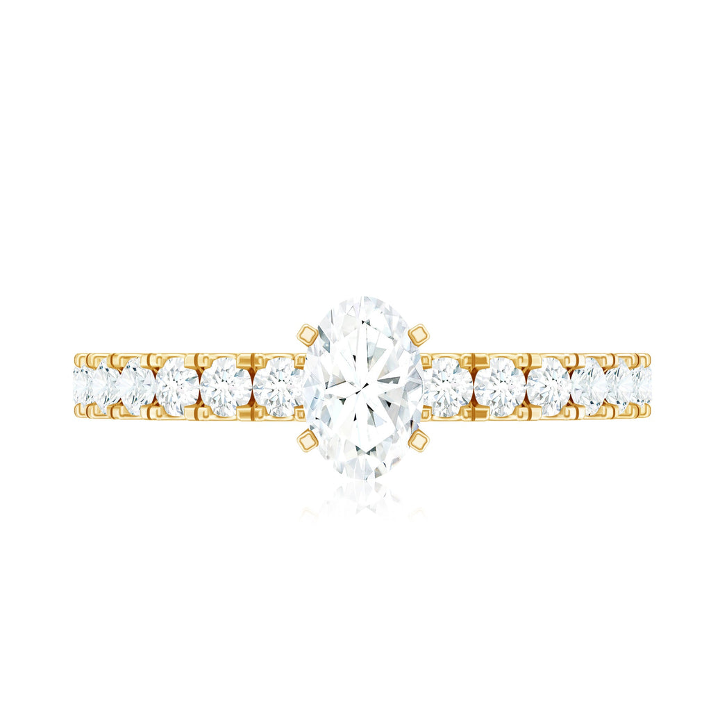 0.4 Carat Cubic Zirconia Oval Engagement Ring with Side Stones
