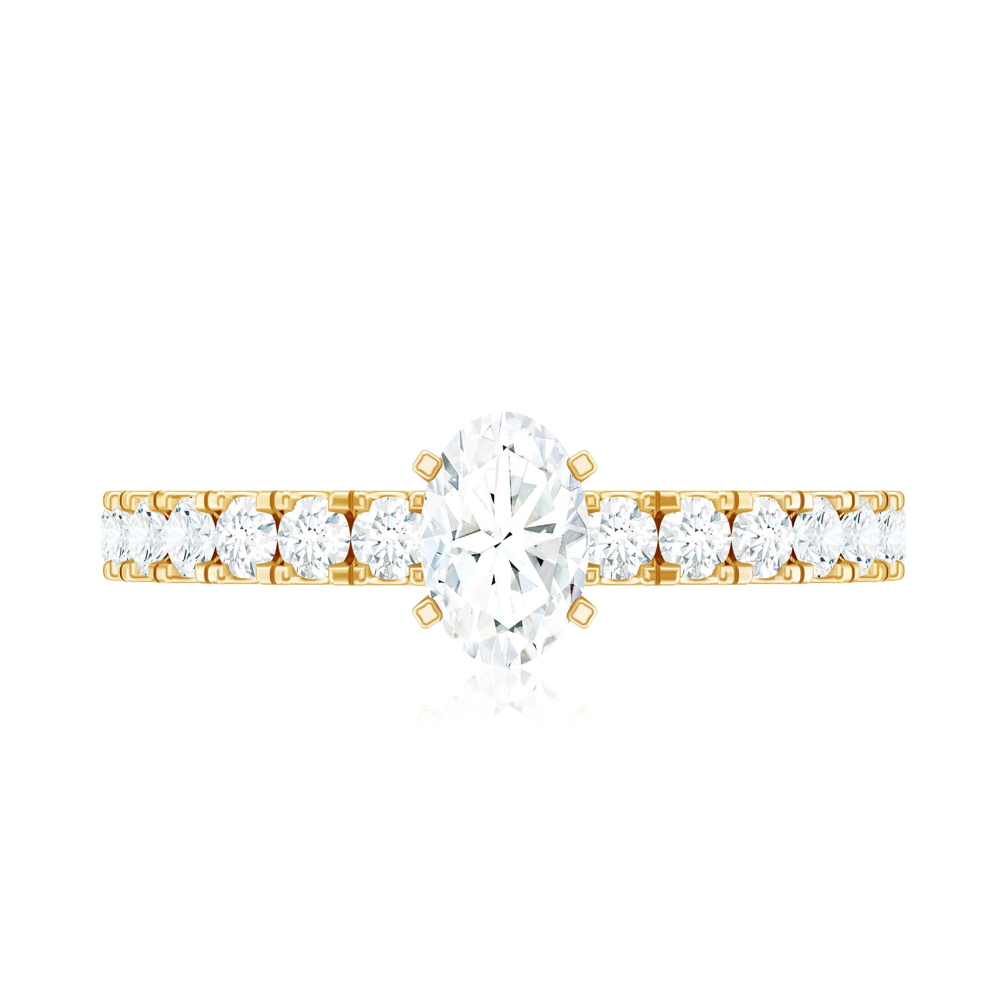 0.4 Carat Cubic Zirconia Oval Engagement Ring with Side Stones
