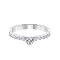 Shimmery Diamond Solitaire Engagement Ring with Side Stone