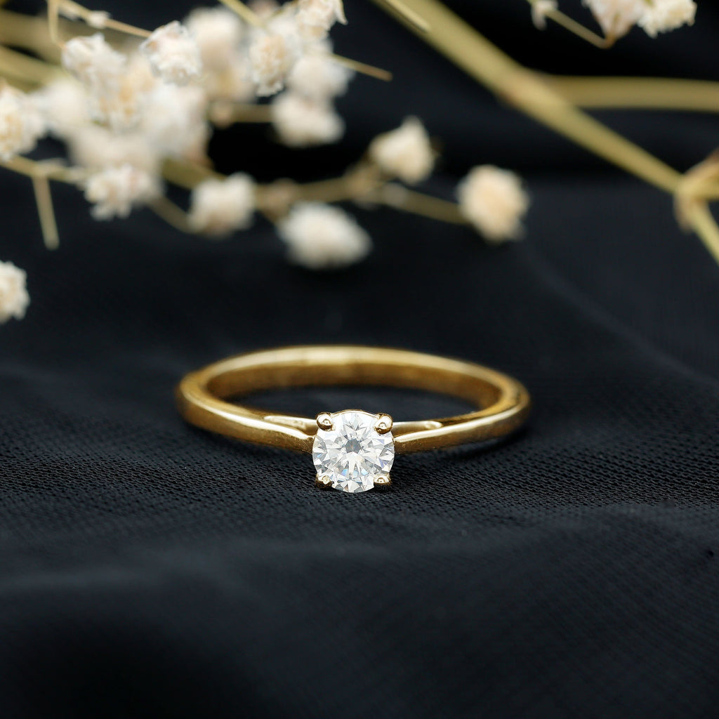 Solitaire Moissanite Promise Ring in Cathedral Shank